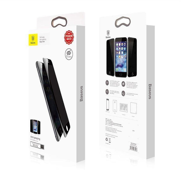 Planet Gates Baseus Privacy Screen Protector For iPhone 8 7 Plus Anti Spy Tempered Glass 3D 9H Protective Glass Soft Edge Anti Peeping Film