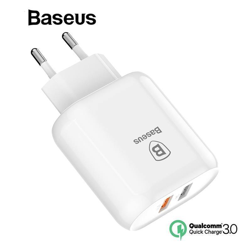 Planet Gates Baseus QC 3.0 Dual USB Charger Adapter EU Plug Travel Wall Quick Charge Charger For iPhone Samsung Xiaomi Mobile Phone Charger