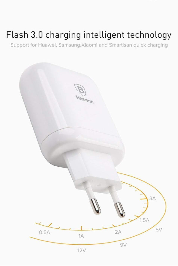 Planet Gates Baseus QC 3.0 Dual USB Charger Adapter EU Plug Travel Wall Quick Charge Charger For iPhone Samsung Xiaomi Mobile Phone Charger