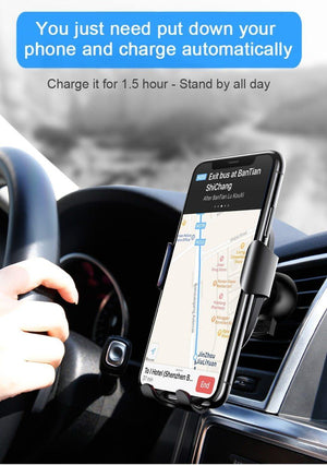Planet Gates Baseus Qi Car Wireless Charger For iPhone 8 X XS Max XR Samsung Mobile Phone Charger 10W Fast Wireless Car Charging Mount Holder