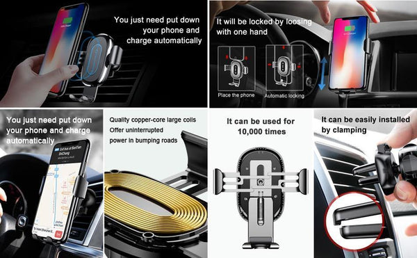 Planet Gates Baseus Qi Car Wireless Charger For iPhone 8 X XS Max XR Samsung Mobile Phone Charger 10W Fast Wireless Car Charging Mount Holder