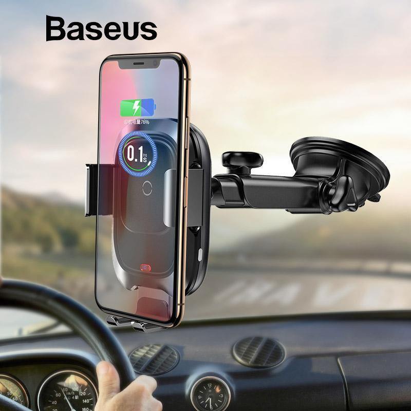 Baseus Qi Car Wireless Charger for iPhone Mobile Phone Charger Infrared Induction Fast Wireless Charging Car Phone Holder Stand - Planet Gates