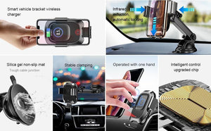 Planet Gates Baseus Qi Car Wireless Charger for iPhone Mobile Phone Charger Infrared Induction Fast Wireless Charging Car Phone Holder Stand