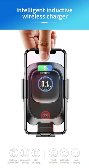 Planet Gates Baseus Qi Car Wireless Charger for iPhone Mobile Phone Charger Infrared Induction Fast Wireless Charging Car Phone Holder Stand