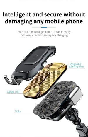 Planet Gates Baseus Qi Car Wireless Charger for iPhone Mobile Phone Charger Infrared Induction Fast Wireless Charging Car Phone Holder Stand