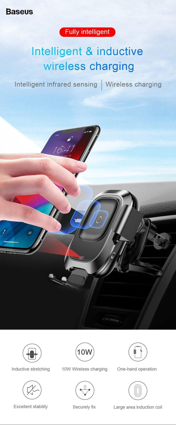 Planet Gates Baseus Qi Car Wireless Charger For iPhone Xs Max XR X Samsung Intelligent Infrared Sensor Fast Wirless Charging Car Phone Holder