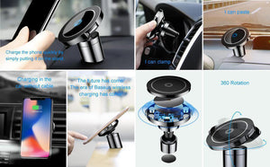 Planet Gates Baseus Qi Car Wireless Charger Magnetic Phone Holder For iPhone XS Samsung Wireless Charging Car Mount Mobile Phone Holder Stand
