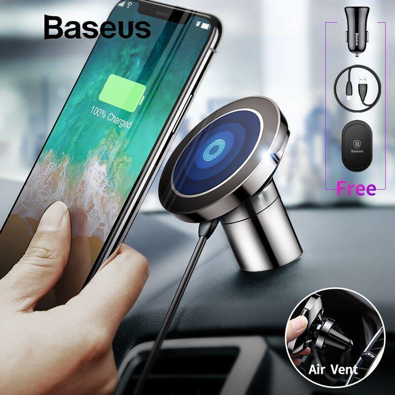 Planet Gates Baseus Qi Car Wireless Charger Magnetic Phone Holder For iPhone XS Samsung Wireless Charging Car Mount Mobile Phone Holder Stand