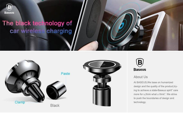 Planet Gates Baseus Qi Car Wireless Charger Magnetic Phone Holder For iPhone XS Samsung Wireless Charging Car Mount Mobile Phone Holder Stand