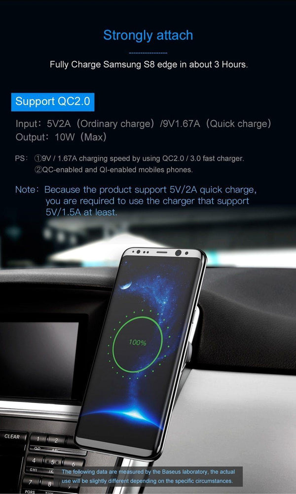 Planet Gates Baseus Qi Car Wireless Charger Magnetic Phone Holder For iPhone XS Samsung Wireless Charging Car Mount Mobile Phone Holder Stand