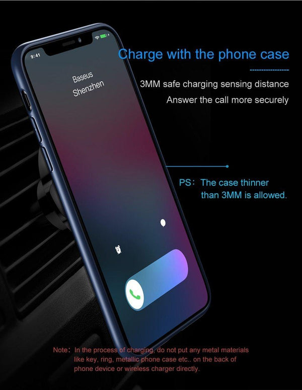 Planet Gates Baseus Qi Car Wireless Charger Magnetic Phone Holder For iPhone XS Samsung Wireless Charging Car Mount Mobile Phone Holder Stand