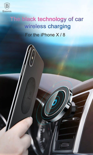 Planet Gates Baseus Qi Car Wireless Charger Magnetic Phone Holder For iPhone XS Samsung Wireless Charging Car Mount Mobile Phone Holder Stand