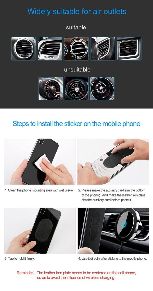 Planet Gates Baseus Qi Car Wireless Charger Magnetic Phone Holder For iPhone XS Samsung Wireless Charging Car Mount Mobile Phone Holder Stand