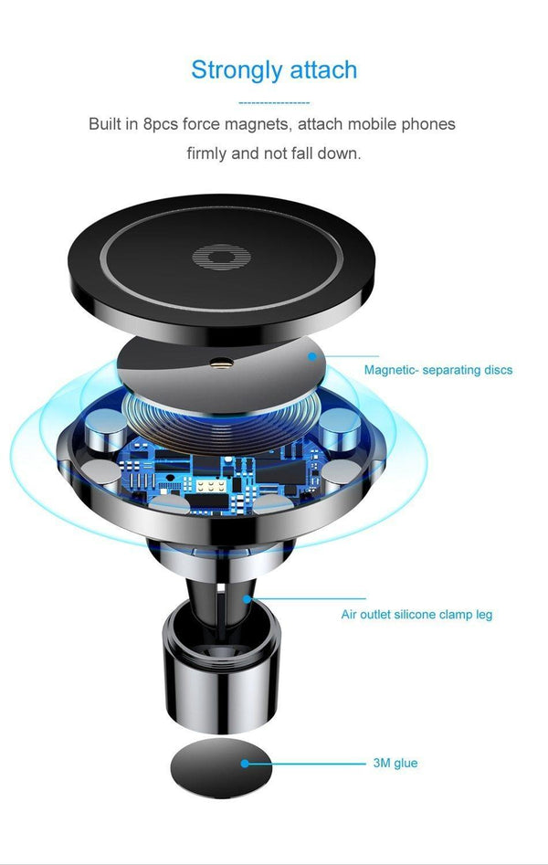 Planet Gates Baseus Qi Car Wireless Charger Magnetic Phone Holder For iPhone XS Samsung Wireless Charging Car Mount Mobile Phone Holder Stand