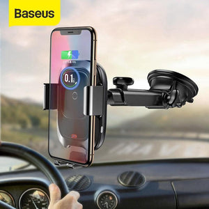 Baseus Qi Wireless Car Charger for iPhone Fast Wireless Charging Car Mount for Samsung Infrared Induction Car Phone Holder Stand (Black)