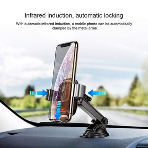 Baseus Qi Wireless Car Charger for iPhone Fast Wireless Charging Car Mount for Samsung Infrared Induction Car Phone Holder Stand (Black)