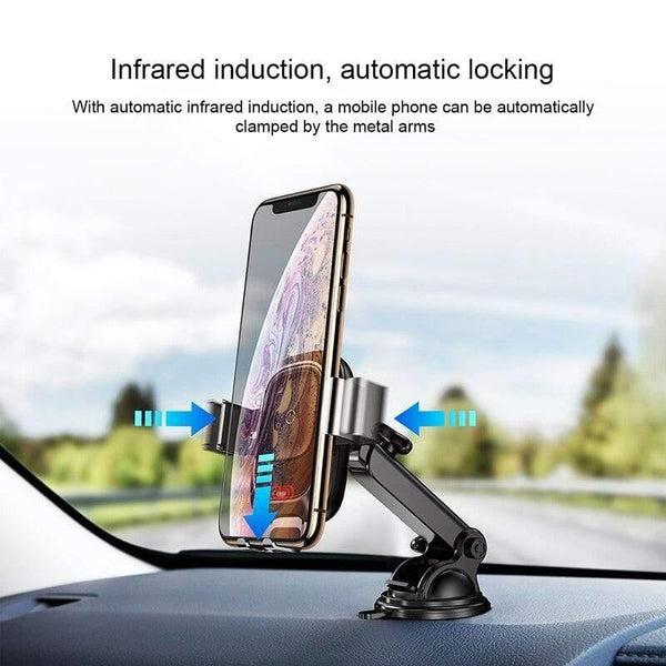 Baseus Qi Wireless Car Charger for iPhone Fast Wireless Charging Car Mount for Samsung Infrared Induction Car Phone Holder Stand (Black)
