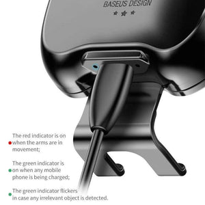 Baseus Qi Wireless Car Charger for iPhone Fast Wireless Charging Car Mount for Samsung Infrared Induction Car Phone Holder Stand (Black)