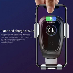 Baseus Qi Wireless Charger Car Phone Holder for iPhone 11Pro Samsung Mobile Phone Holder Stand Air Vent Mount Gravity Car Holder