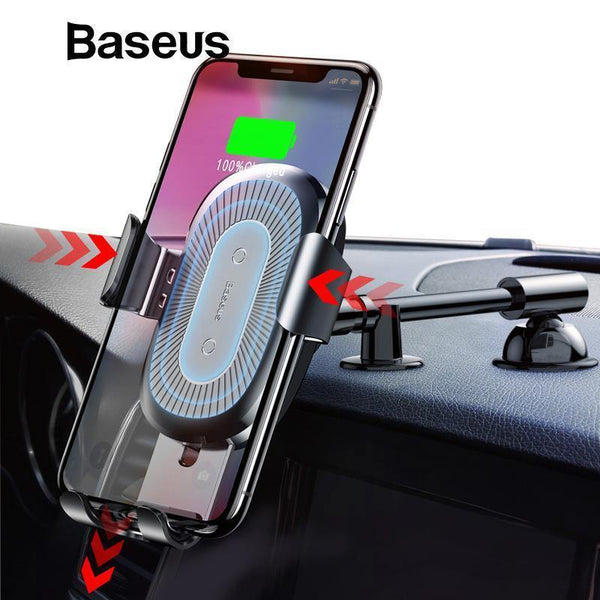 Planet Gates Baseus Qi Wireless Charger Car Phone Holder for iPhone XS Mount Holder Fast Wireless Charging for Car Mobile Phone Holder Stand