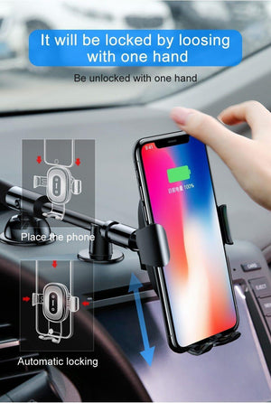 Planet Gates Baseus Qi Wireless Charger Car Phone Holder for iPhone XS Mount Holder Fast Wireless Charging for Car Mobile Phone Holder Stand