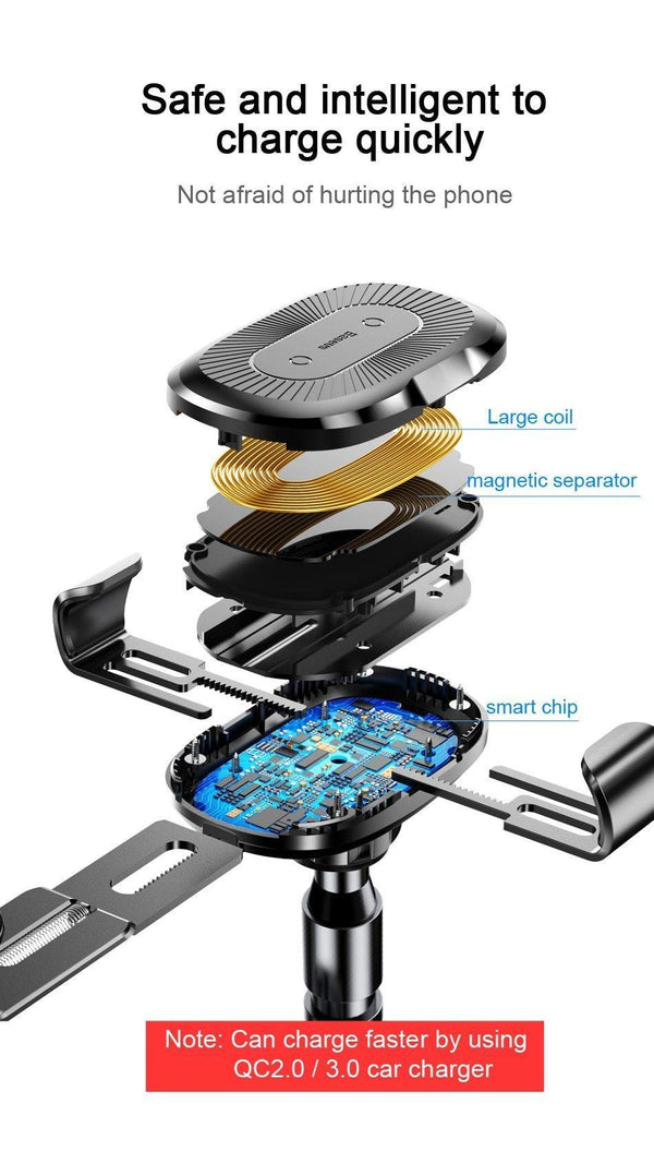 Planet Gates Baseus Qi Wireless Charger Car Phone Holder for iPhone XS Mount Holder Fast Wireless Charging for Car Mobile Phone Holder Stand