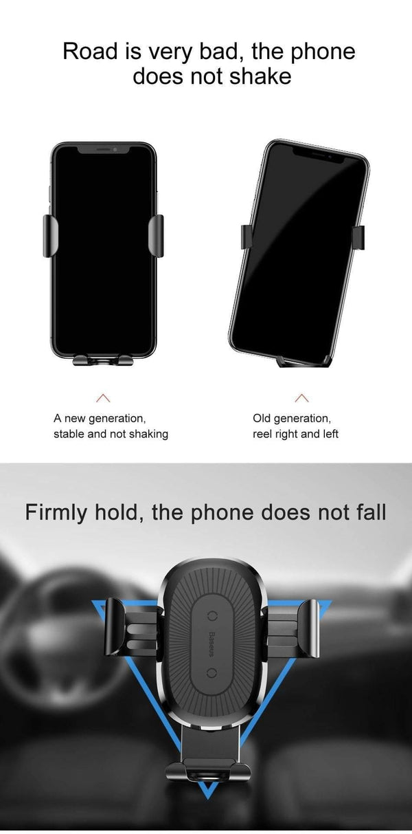 Planet Gates Baseus Qi Wireless Charger Car Phone Holder for iPhone XS Mount Holder Fast Wireless Charging for Car Mobile Phone Holder Stand