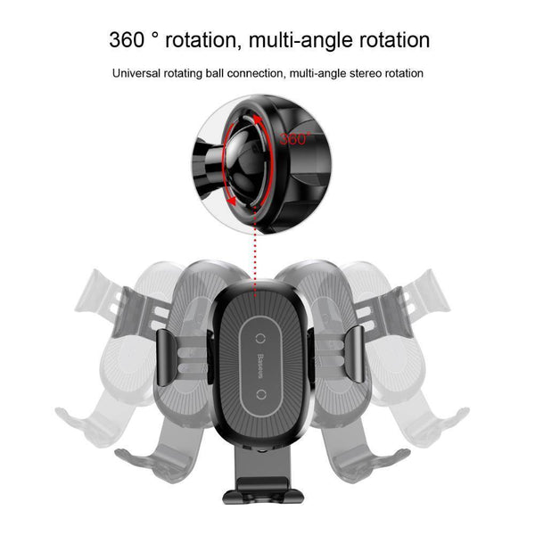 Baseus Qi Wireless Charger Car Phone Holder for iPhone XS Mount Holder Fast Wireless Charging for Car Mobile Phone Holder Stand - Planet Gates