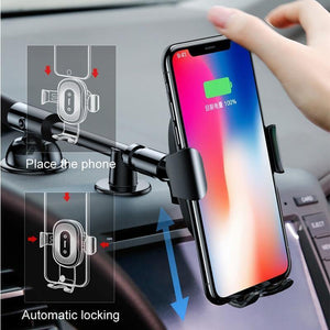 Baseus Qi Wireless Charger Car Phone Holder for iPhone XS Mount Holder Fast Wireless Charging for Car Mobile Phone Holder Stand - Planet Gates