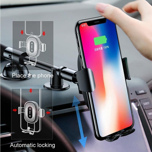 Baseus Qi Wireless Charger Car Phone Holder for iPhone XS Mount Holder Fast Wireless Charging for Car Mobile Phone Holder Stand - Planet Gates