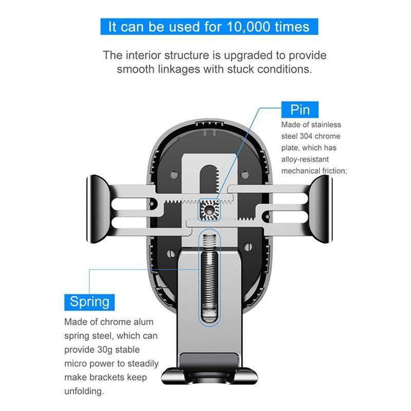 Planet Gates Baseus Qi Wireless Charger Car Phone Holder for iPhone XS Mount Holder Fast Wireless Charging for Car Mobile Phone Holder Stand