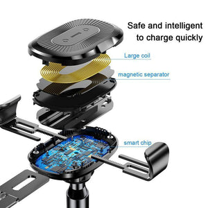Baseus Qi Wireless Charger Car Phone Holder for iPhone XS Mount Holder Fast Wireless Charging for Car Mobile Phone Holder Stand - Planet Gates