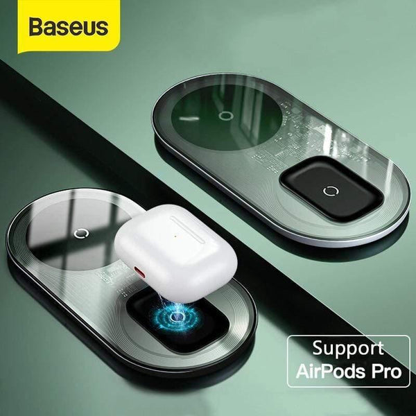 Baseus Qi Wireless Charger For Airpods Pro iPhone 11 Pro X XS XR 15W Dual Wireless Charging Pad For Samsung S10 S9 For Office