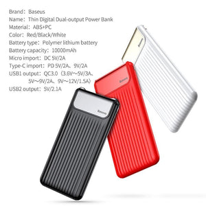 Planet Gates Baseus Quick Charge 3.0 10000mAh Power Bank LCD 10000 mAh Powerbank External Battery Charger For Mobile Phone Pover Poverbank