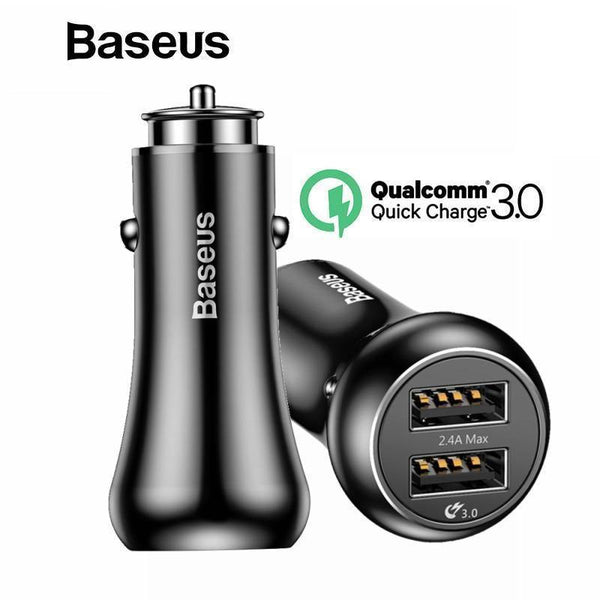 Planet Gates Baseus Quick Charge 3.0 Car Charger For iPhone Samsung Xiaomi Quick Charger QC3.0 Fast Charging Dual USB Mobile Phone Charger