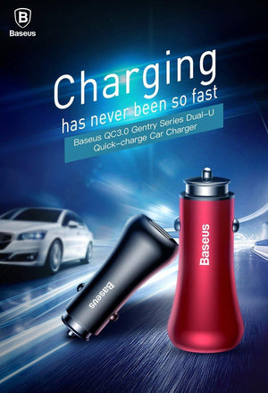 Planet Gates Baseus Quick Charge 3.0 Car Charger For iPhone Samsung Xiaomi Quick Charger QC3.0 Fast Charging Dual USB Mobile Phone Charger
