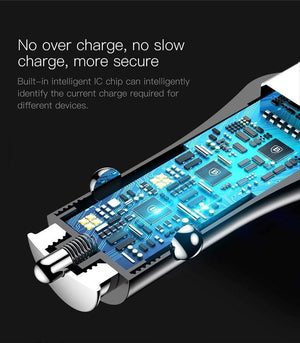 Planet Gates Baseus Quick Charge 3.0 Car Charger For iPhone Samsung Xiaomi Quick Charger QC3.0 Fast Charging Dual USB Mobile Phone Charger
