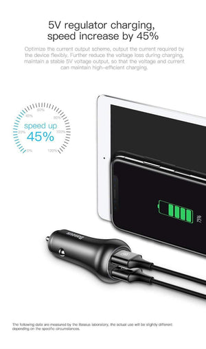 Planet Gates Baseus Quick Charge 3.0 Car Charger For iPhone Samsung Xiaomi Quick Charger QC3.0 Fast Charging Dual USB Mobile Phone Charger