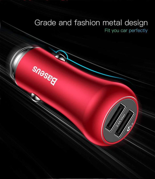 Planet Gates Baseus Quick Charge 3.0 Car Charger For iPhone Samsung Xiaomi Quick Charger QC3.0 Fast Charging Dual USB Mobile Phone Charger