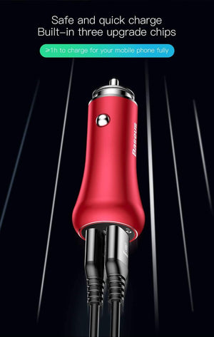 Baseus Quick Charge 3.0 Car Charger For iPhone Samsung Xiaomi Quick Charger QC3.0 Fast Charging Dual USB Mobile Phone Charger - Planet Gates