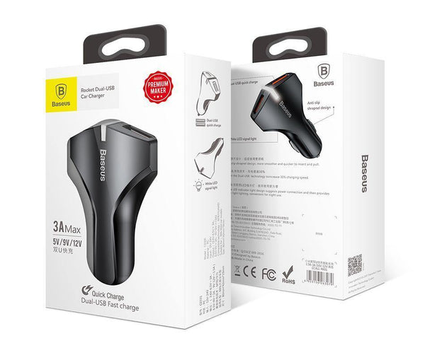 Planet Gates Baseus Quick Charge 3.0 Car Charger For Samsung Quick Charger QC 3.0 USB Mobile Phone Charger for Huawei Xiaomi Fast Charging