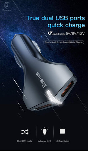 Planet Gates Baseus Quick Charge 3.0 Car Charger For Samsung Quick Charger QC 3.0 USB Mobile Phone Charger for Huawei Xiaomi Fast Charging