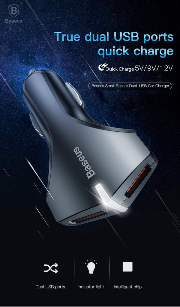 Planet Gates Baseus Quick Charge 3.0 Car Charger For Samsung Quick Charger QC 3.0 USB Mobile Phone Charger for Huawei Xiaomi Fast Charging