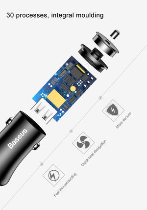 Planet Gates Baseus Quick Charge 3.0 USB Car Charger QC QC3.0 Turbo Fast Charging Dual Car USB Charger For iPhone Xs X Xiaomi Mi Mobile Phone