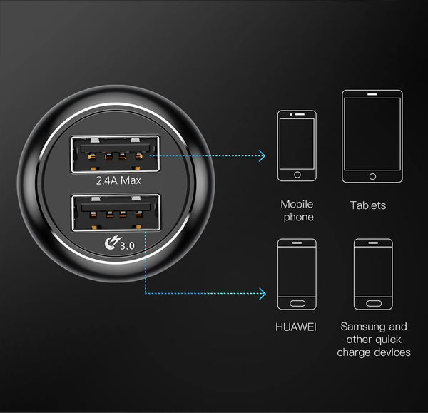 Planet Gates Baseus Quick Charge 3.0 USB Car Charger QC QC3.0 Turbo Fast Charging Dual Car USB Charger For iPhone Xs X Xiaomi Mi Mobile Phone