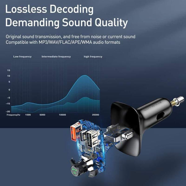 Baseus Quick Charge 4.0 Car Charger for Phone FM Transmitter Bluetooth Car Kit Audio MP3 Player Fast Dual USB Car Phone Charger (BLACK)