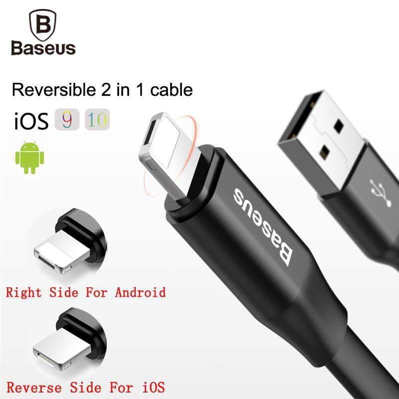 Planet Gates Baseus Reversible Micro USB Cable For iPhone X 8 7 6 6s 5 s Android For Samsung HTC LG Fast Data Sync Charger Mobile Phone Cable