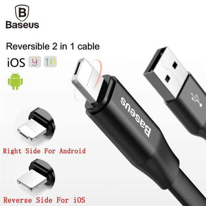 Planet Gates Baseus Reversible Micro USB Cable For iPhone X 8 7 6 6s 5 s Android For Samsung HTC LG Fast Data Sync Charger Mobile Phone Cable