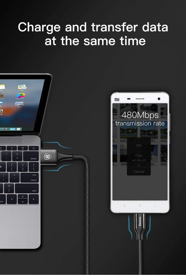 Planet Gates Baseus Reversible Micro USB Cable For Samsung Xiaomi Redmi Note 4X Mobile Phone Data Sync Cable Double-Sided USB Charger Cable