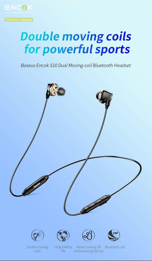 Planet Gates Baseus S10 Bluetooth Earphone IPX5 Waterproof wireless headphone fone de ouvido Neckband bluetooth sport auriculares with mic